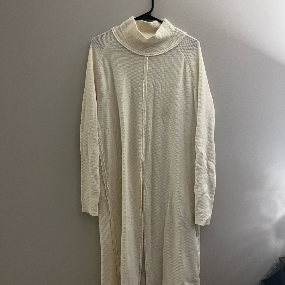 Free People Cream Turtleneck Long Sleeve Tunic